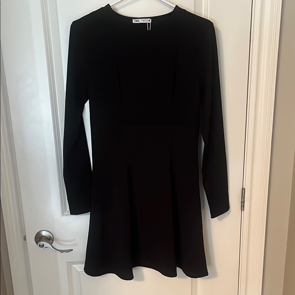 Zara Black A-Line Long Sleeve Dress